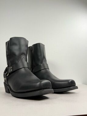 Dingo "Rev Up" Men's Harness Boots Size 12 D Black Leather Zip Biker DI-19090